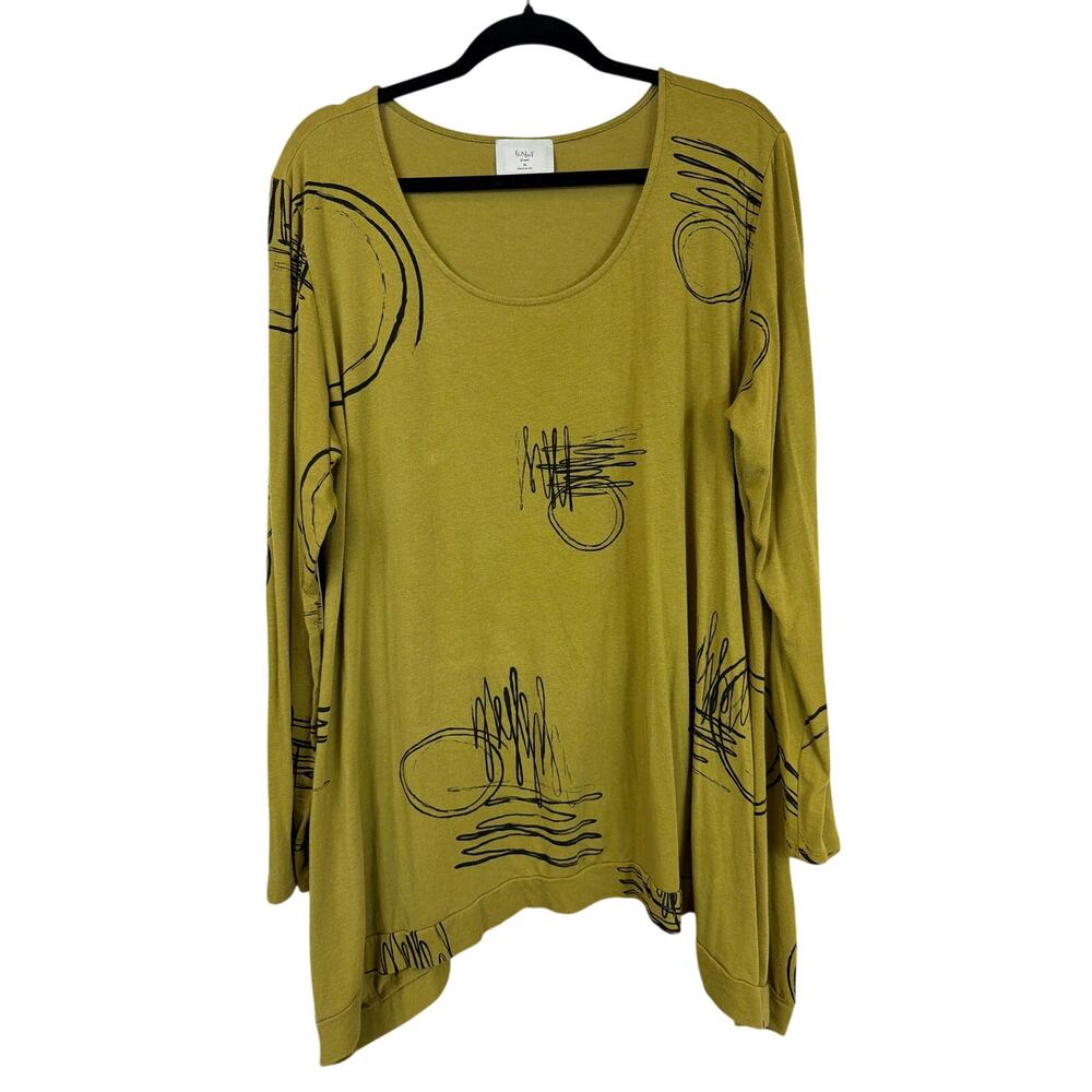 Chalet Green Bamboo Blend Long Sleeve Scoop-Neck High-Low Top Size XL